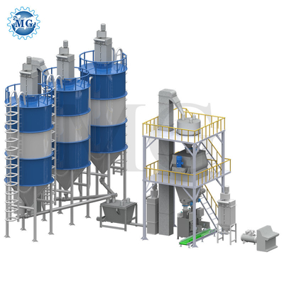 Línea de producción de mortero de polvo de mezcla seca a medida de 10-30tph Voltado Pared de yeso de yeso Skim Coat Mixer Tiles Adhesive adhesivo