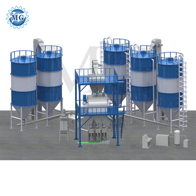 Máquina de mezcla de mortero de polvo tipo torre automática de mezcla seca de arena de masilla de cemento mezclador de baldosas de cementos línea de producción de colada adhesiva