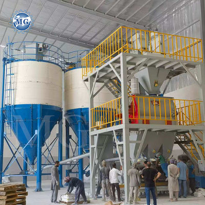 Línea de producción de mortero seco de alimentación automática Pared de yeso de yeso de yeso de limpieza de la capa de arena mezclador de cemento de baldosas adhesivos máquina de colada de colada