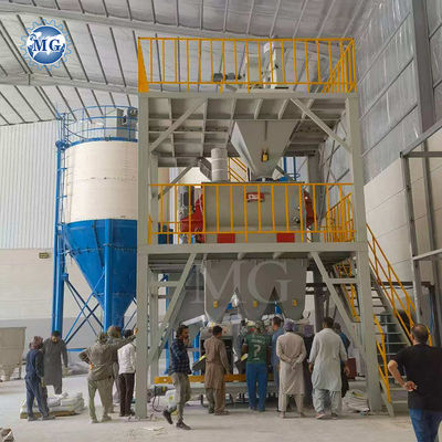 Línea de producción de mortero seco de alimentación automática Pared de yeso de yeso de yeso de limpieza de la capa de arena mezclador de cemento de baldosas adhesivos máquina de colada de colada