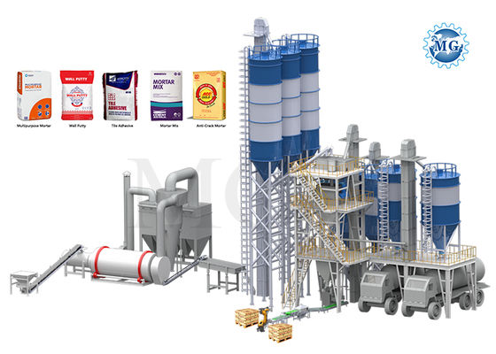 10-50 T/H Planta de mortero seco tipo torre para la producción de capa desnatada y de masilla de pared